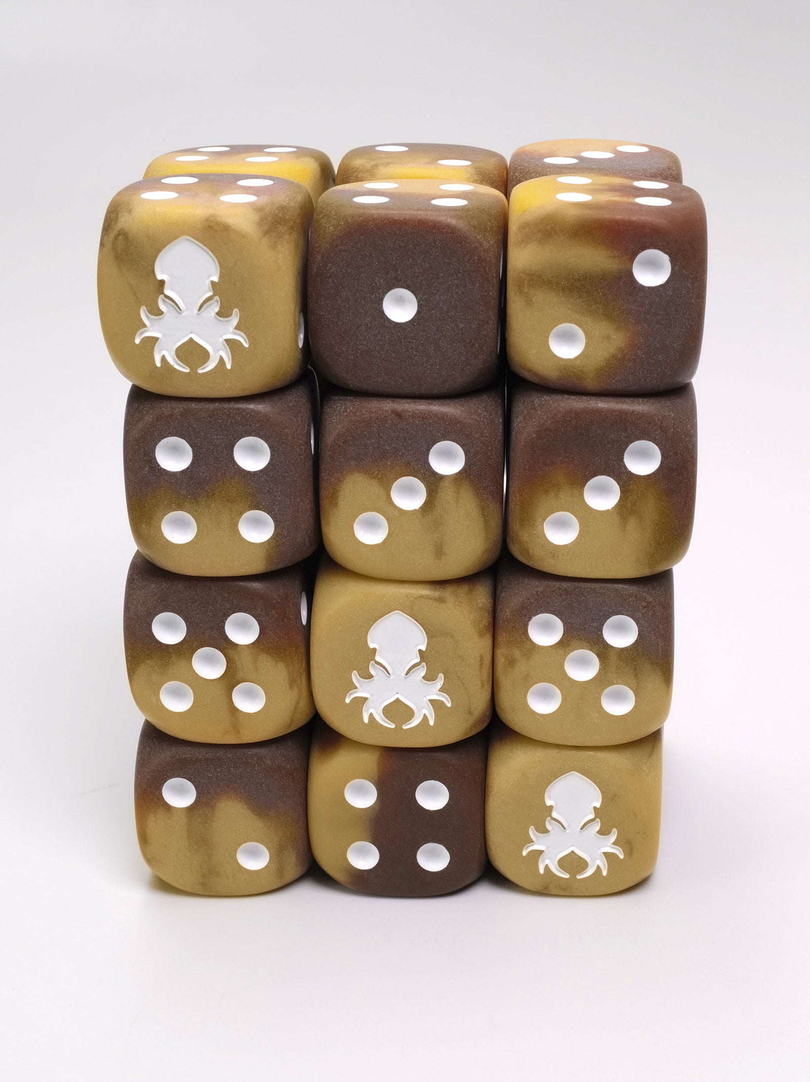 Mocha Drizzle D6 with Pips Dice Set